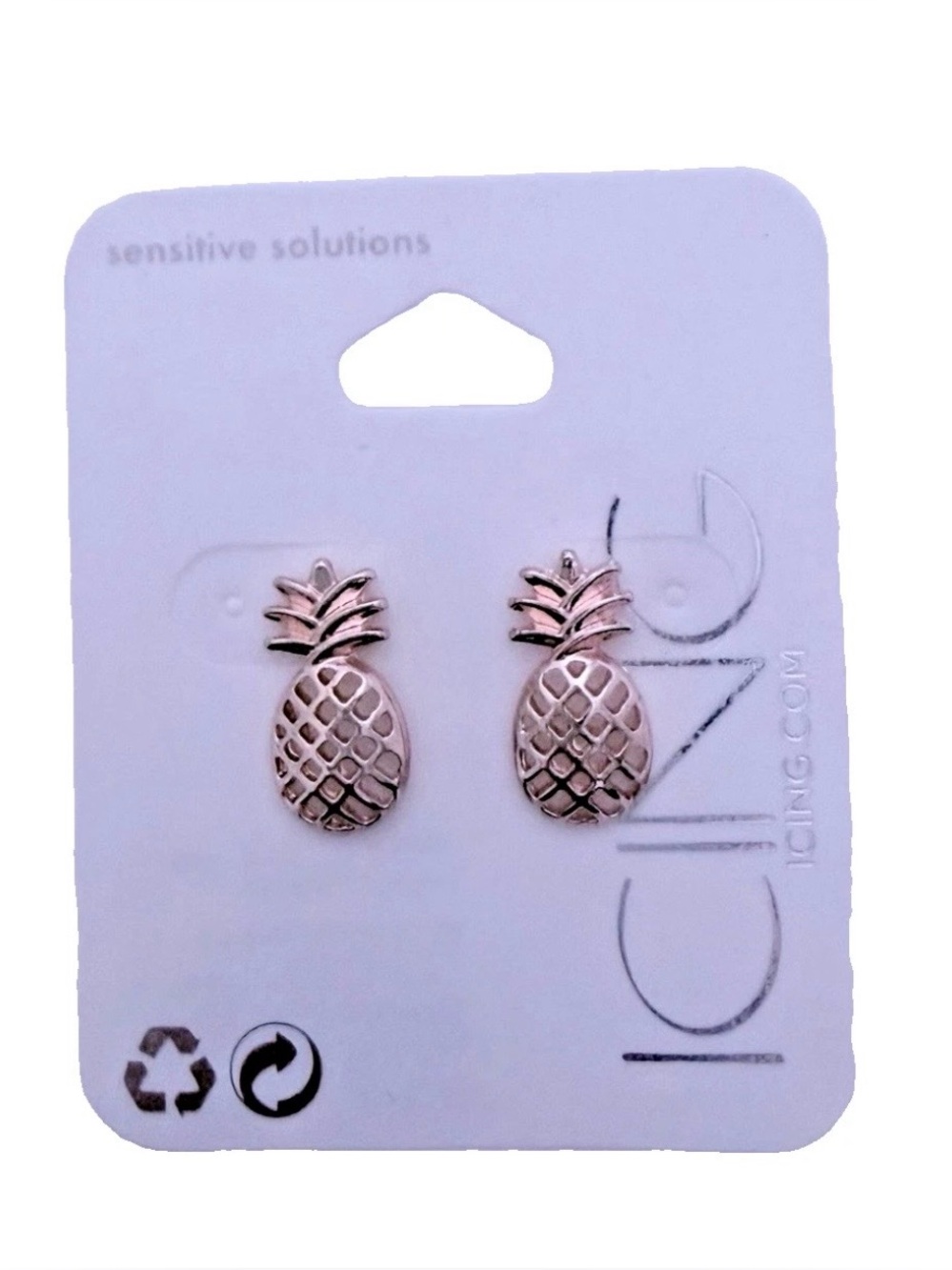 Icing gold tone sensitive solutions pineapple stud earrings. New